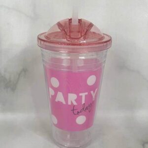 VASO CON TAPA Y SORBETE CON GEL / DOBLE